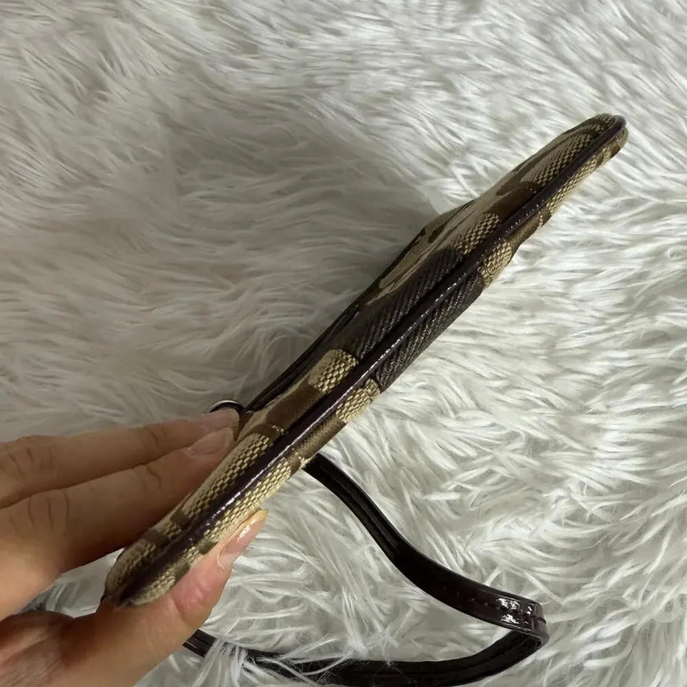 COACH Brown Signature Canvas Wristlet